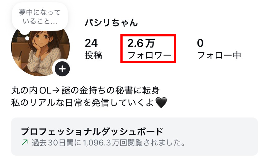 insta：フォロワー数